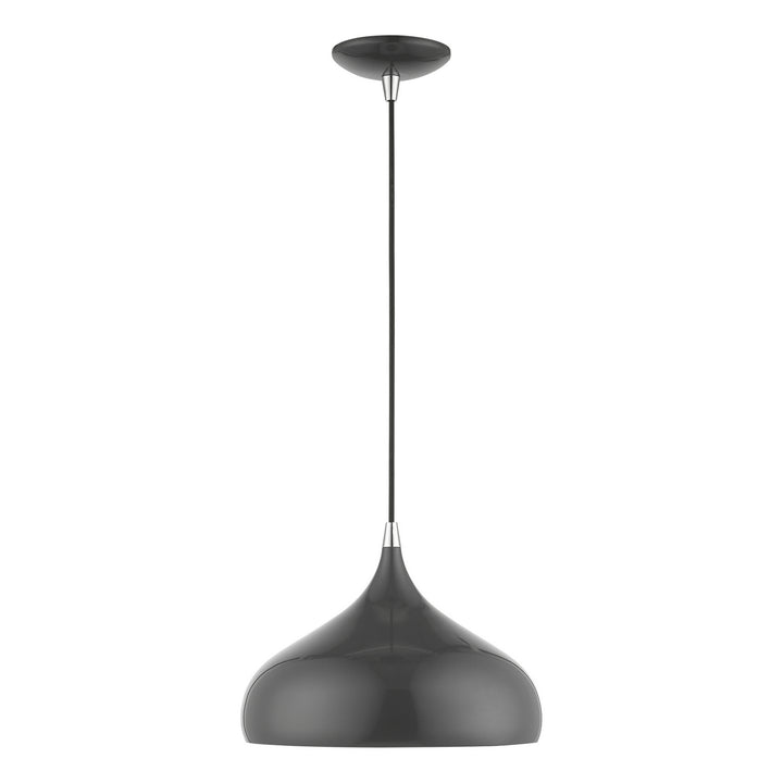 Livex Amador 41172-96 Pendant Light - Shiny Dark Gray w/Polished Chrome