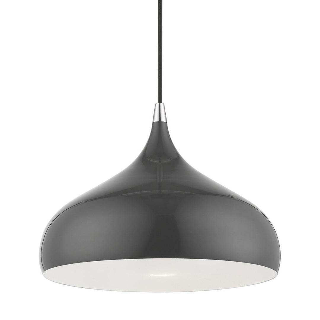 Livex Amador 41172-96 Pendant Light - Shiny Dark Gray w/Polished Chrome