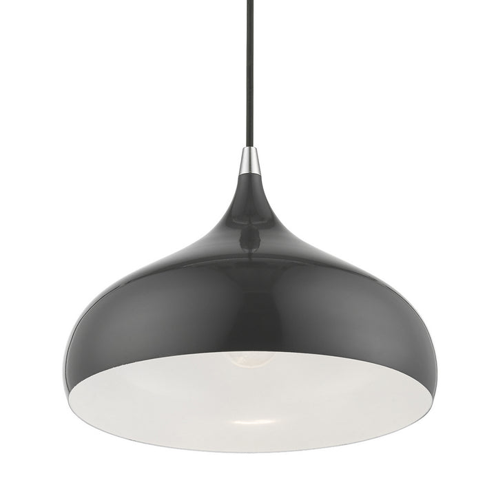 Livex Amador 41172-96 Pendant Light - Shiny Dark Gray w/Polished Chrome