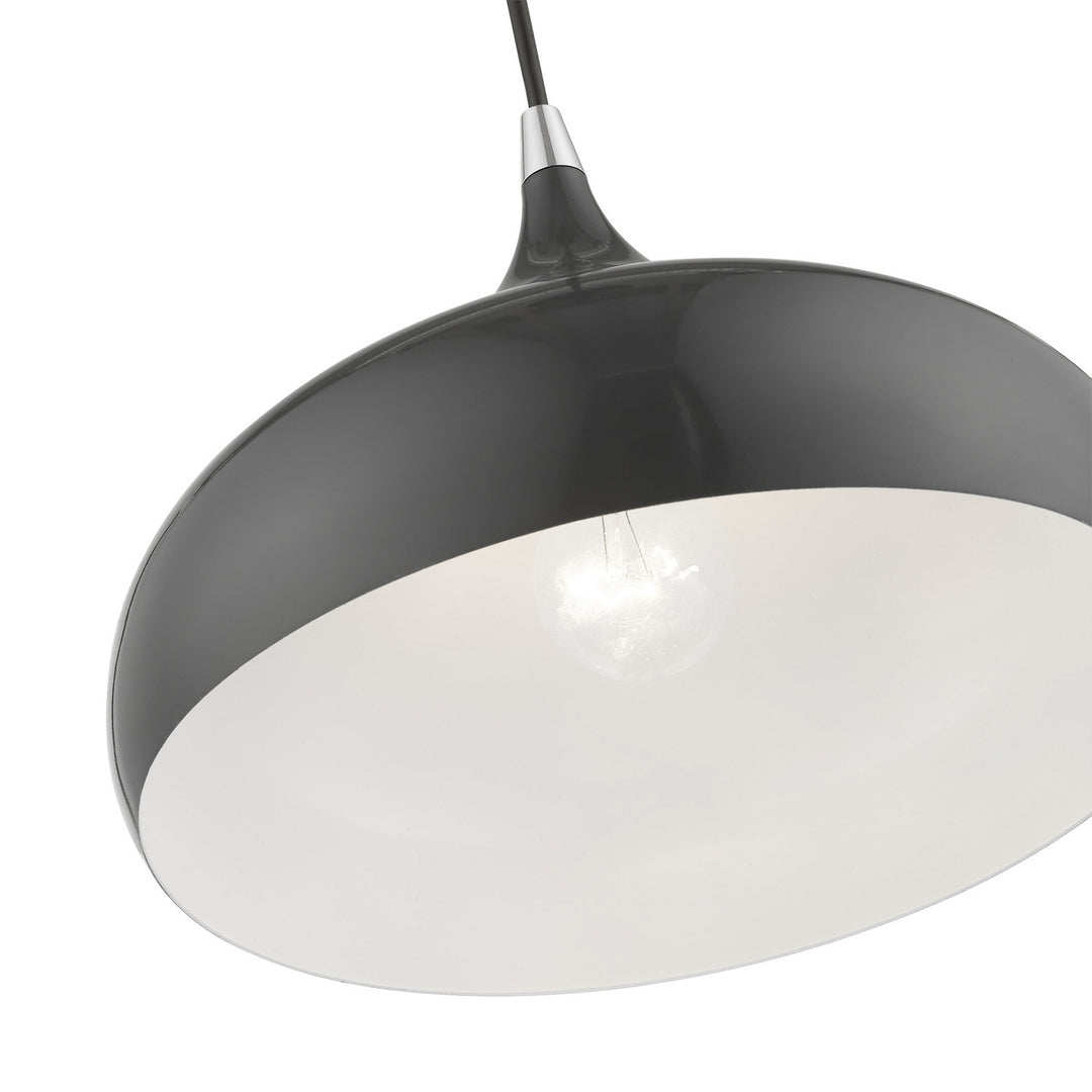 Livex Amador 41172-96 Pendant Light - Shiny Dark Gray w/Polished Chrome