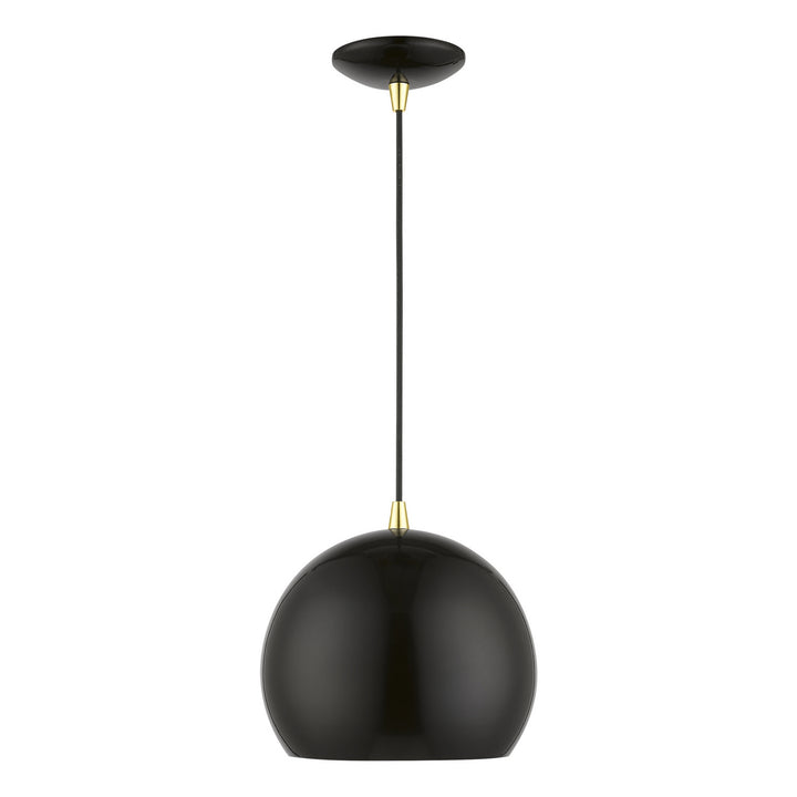 Livex Piedmont 41181-68 Pendant Light - Shiny Black w/Polished Brass