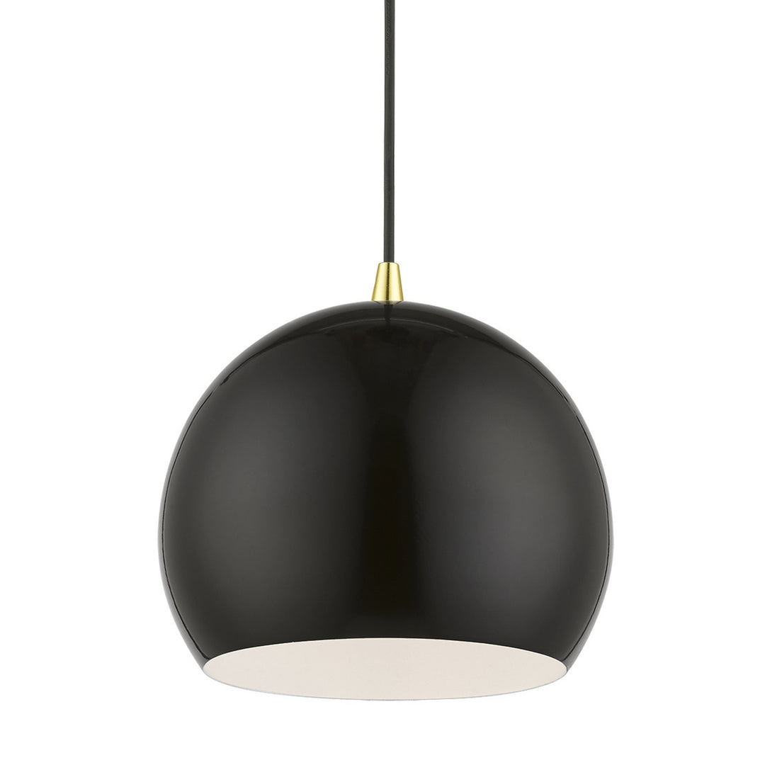 Livex Piedmont 41181-68 Pendant Light - Shiny Black w/Polished Brass