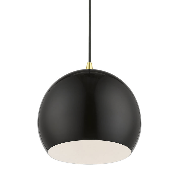 Livex Piedmont 41181-68 Pendant Light - Shiny Black w/Polished Brass