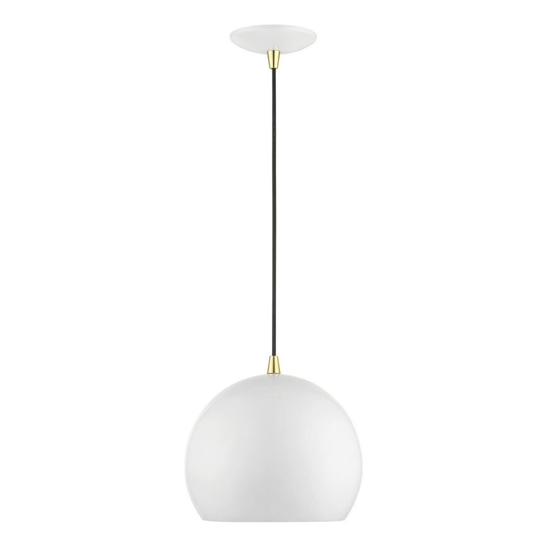 Livex Piedmont 41181-69 Pendant Light - Shiny White w/Polished Brass