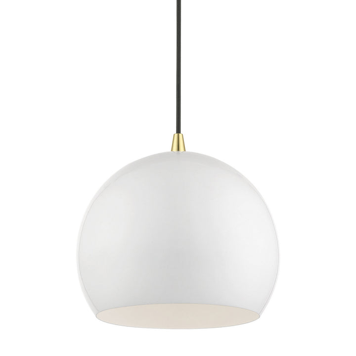 Livex Piedmont 41181-69 Pendant Light - Shiny White w/Polished Brass