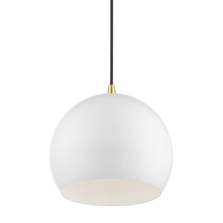 Livex Piedmont 41181-69 Pendant Light - Shiny White w/Polished Brass