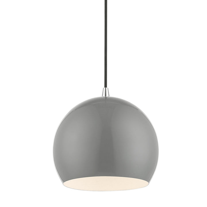 Livex Piedmont 41181-90 Pendant Light - Shiny Light Gray w/Polished Chrome