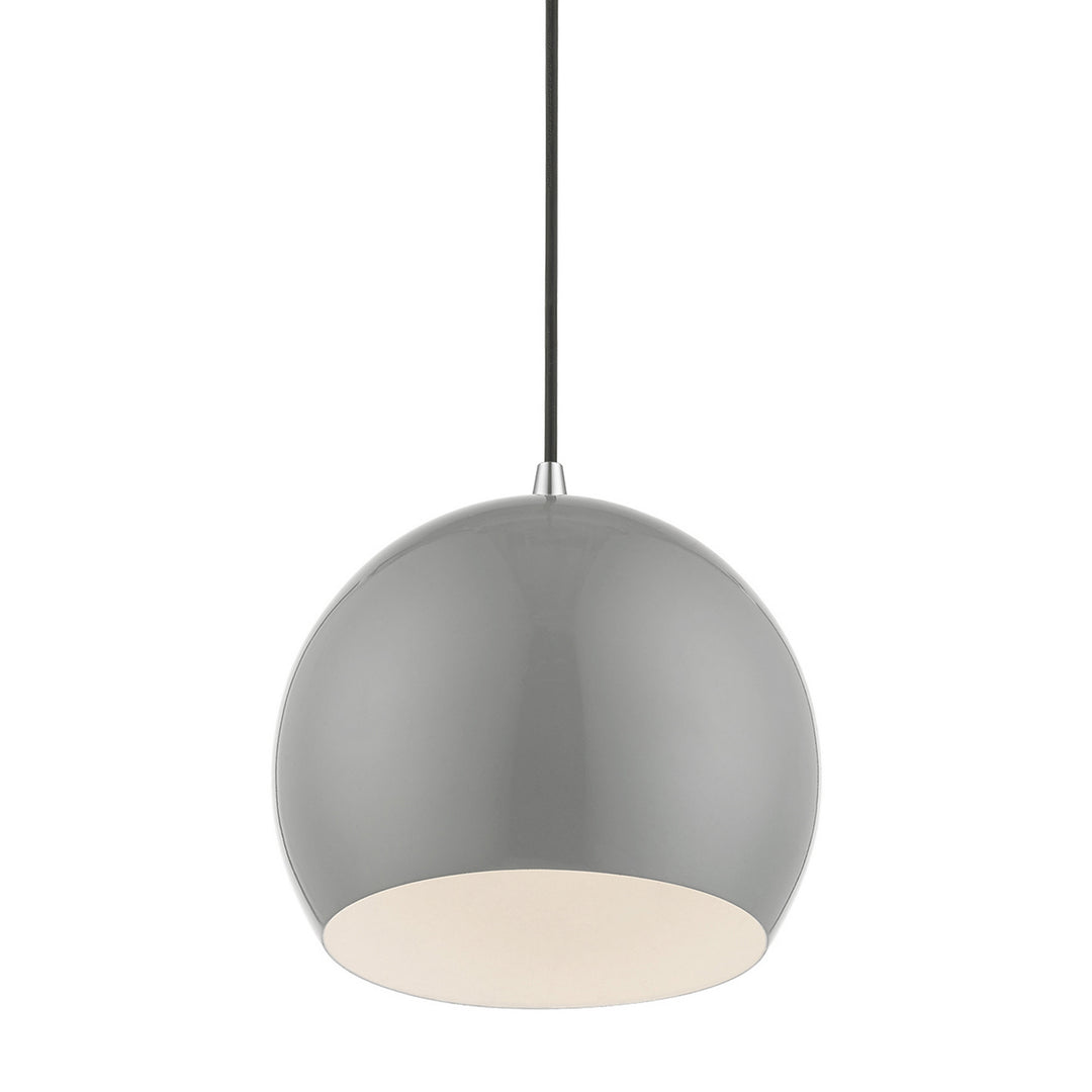 Livex Piedmont 41181-90 Pendant Light - Shiny Light Gray w/Polished Chrome