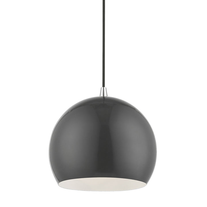 Livex Piedmont 41181-96 Pendant Light - Shiny Dark Gray w/Polished Chrome