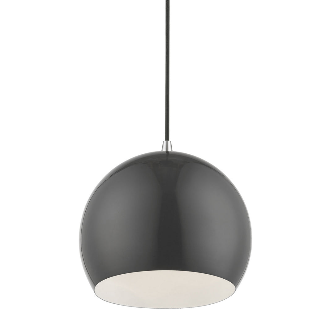 Livex Piedmont 41181-96 Pendant Light - Shiny Dark Gray w/Polished Chrome