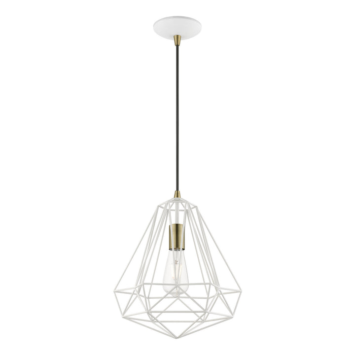 Livex Knox 41324-13 Pendant Light - Textured White w/Antique Brass