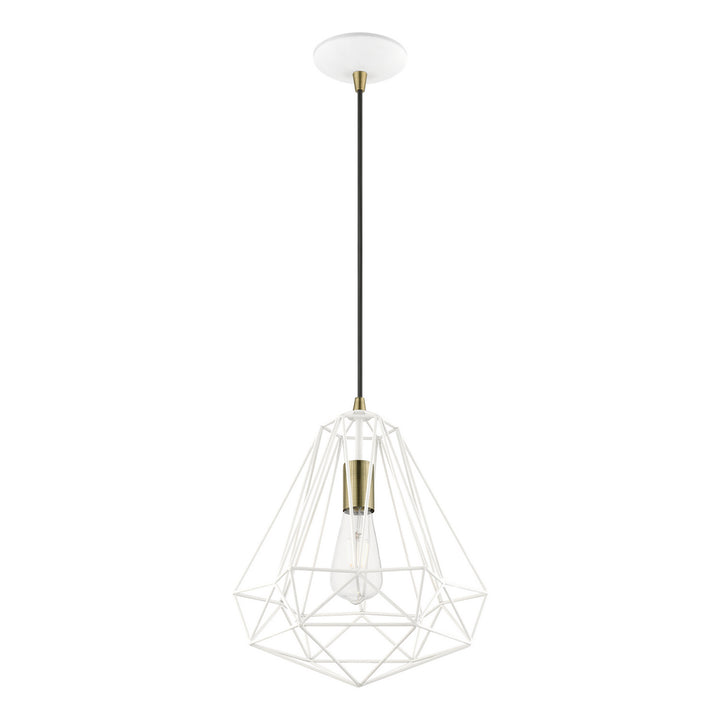 Livex Knox 41324-13 Pendant Light - Textured White w/Antique Brass