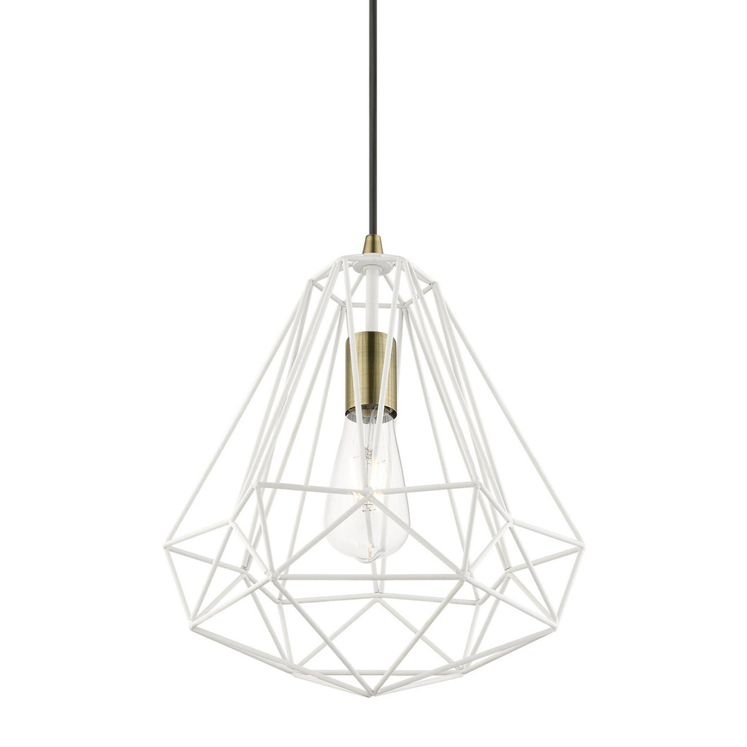 Livex Knox 41324-13 Pendant Light - Textured White w/Antique Brass