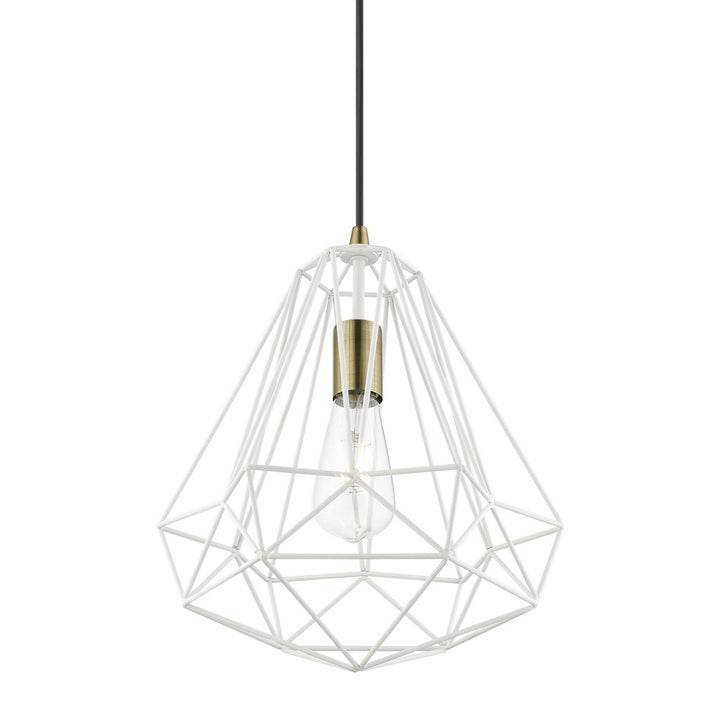 Livex Knox 41324-13 Pendant Light - Textured White w/Antique Brass