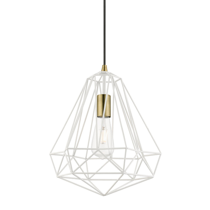 Livex Knox 41324-13 Pendant Light - Textured White w/Antique Brass