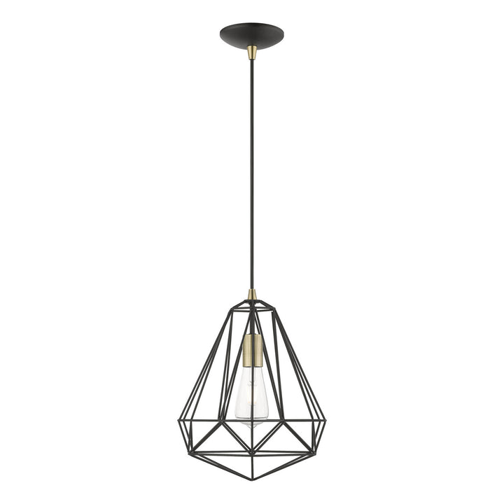 Livex Knox 41324-14 Pendant Light - Textured Black w/Antique Brass