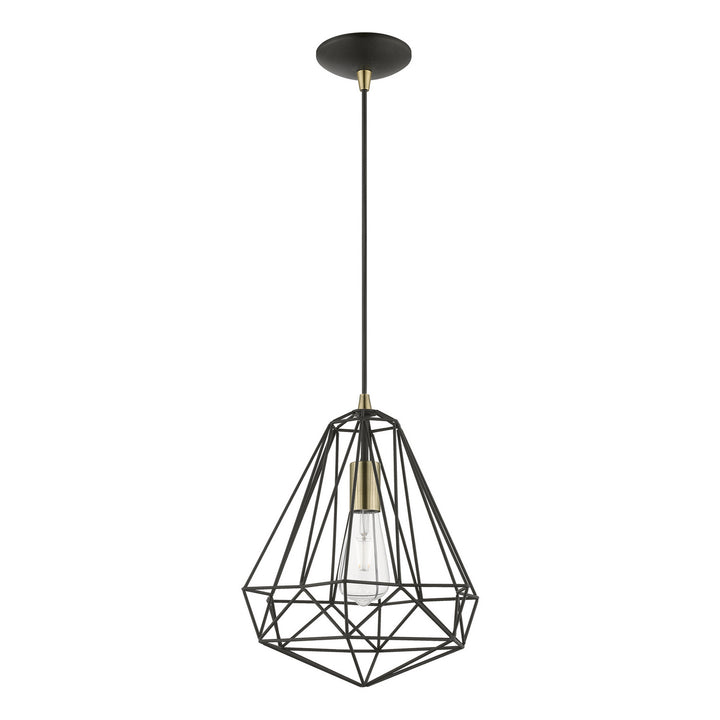 Livex Knox 41324-14 Pendant Light - Textured Black w/Antique Brass