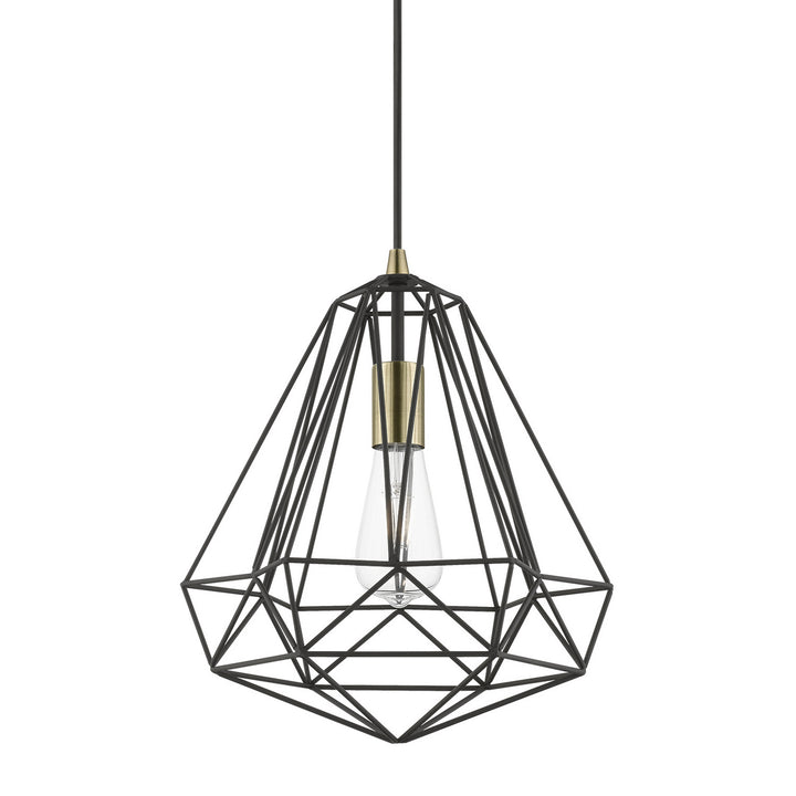 Livex Knox 41324-14 Pendant Light - Textured Black w/Antique Brass