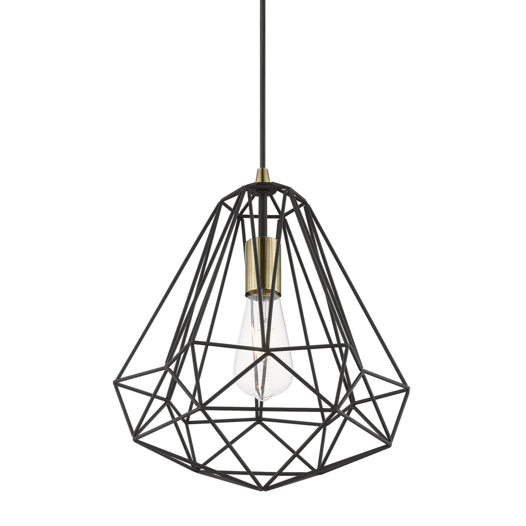 Livex Knox 41324-14 Pendant Light - Textured Black w/Antique Brass