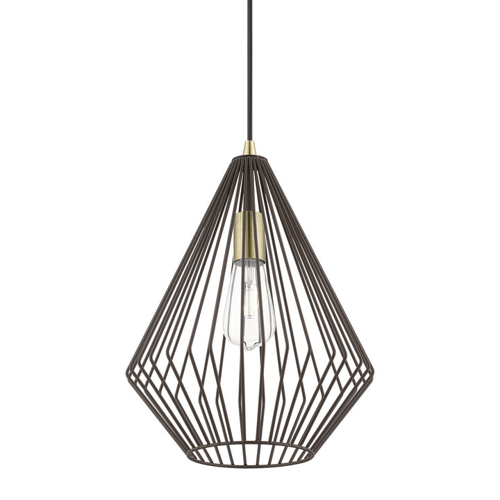 Livex Linz 41325-07 Pendant Light - Bronze w/Antique Brass