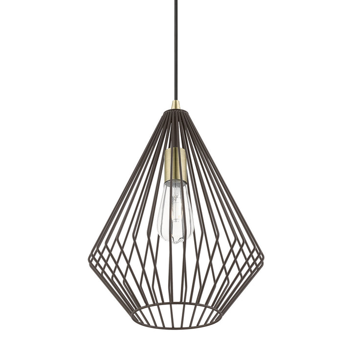 Livex Linz 41325-07 Pendant Light - Bronze w/Antique Brass