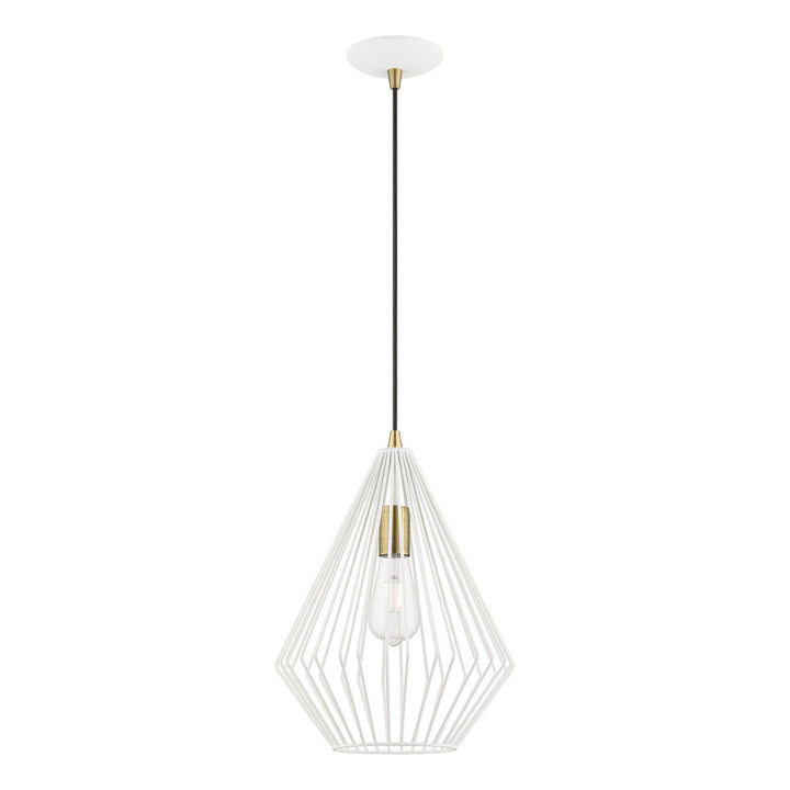 Livex Linz 41325-13 Pendant Light - Textured White w/Antique Brass