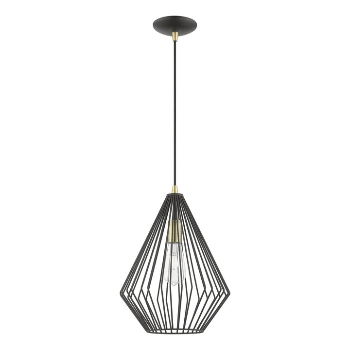 Livex Linz 41325-14 Pendant Light - Textured Black w/Antique Brass