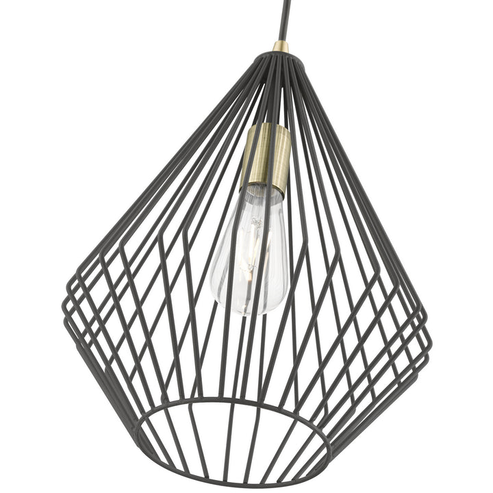 Livex Linz 41325-14 Pendant Light - Textured Black w/Antique Brass