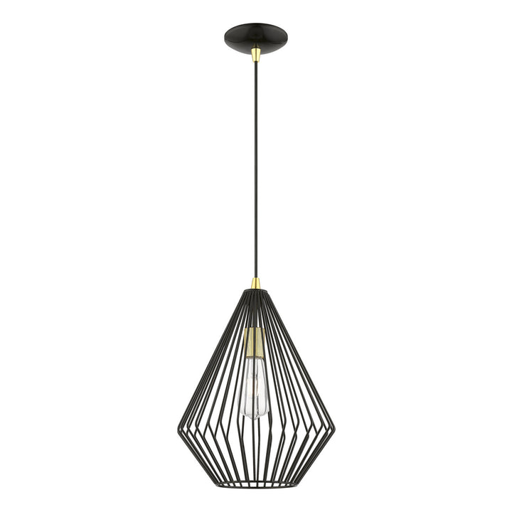 Livex Linz 41325-68 Pendant Light - Shiny Black w/Polished Brass