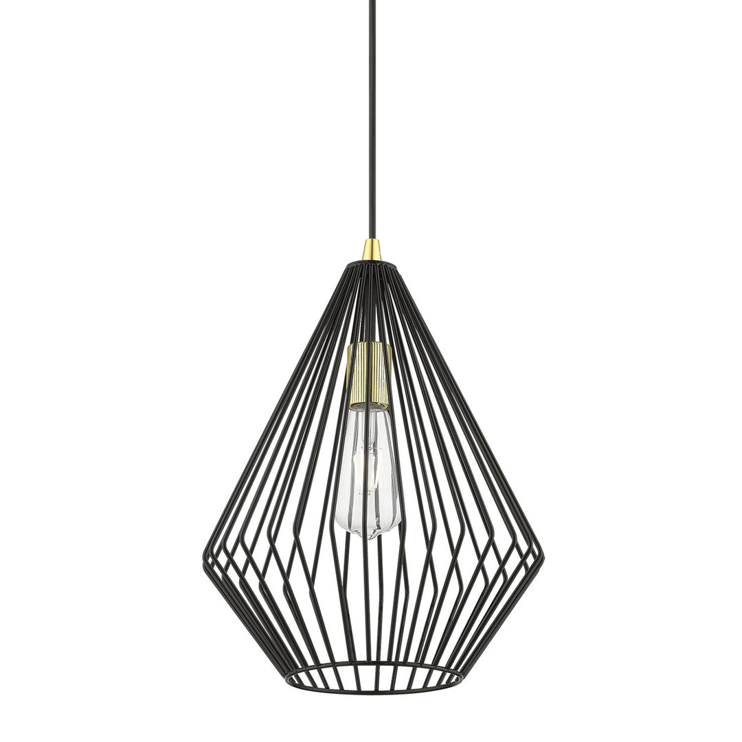 Livex Linz 41325-68 Pendant Light - Shiny Black w/Polished Brass