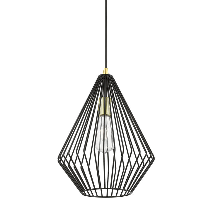 Livex Linz 41325-68 Pendant Light - Shiny Black w/Polished Brass