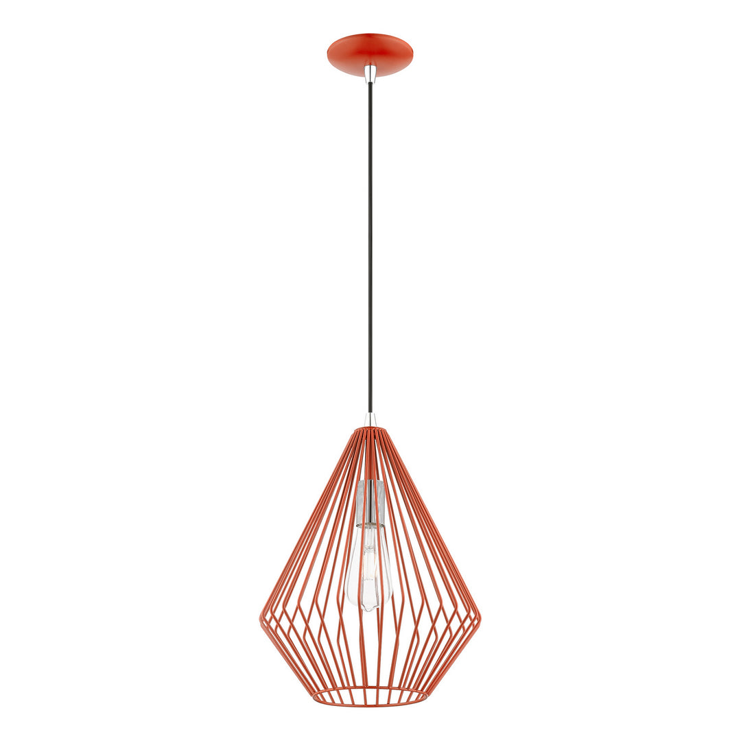 Livex Linz 41325-72 Pendant Light - Shiny Red w/Polished Chrome