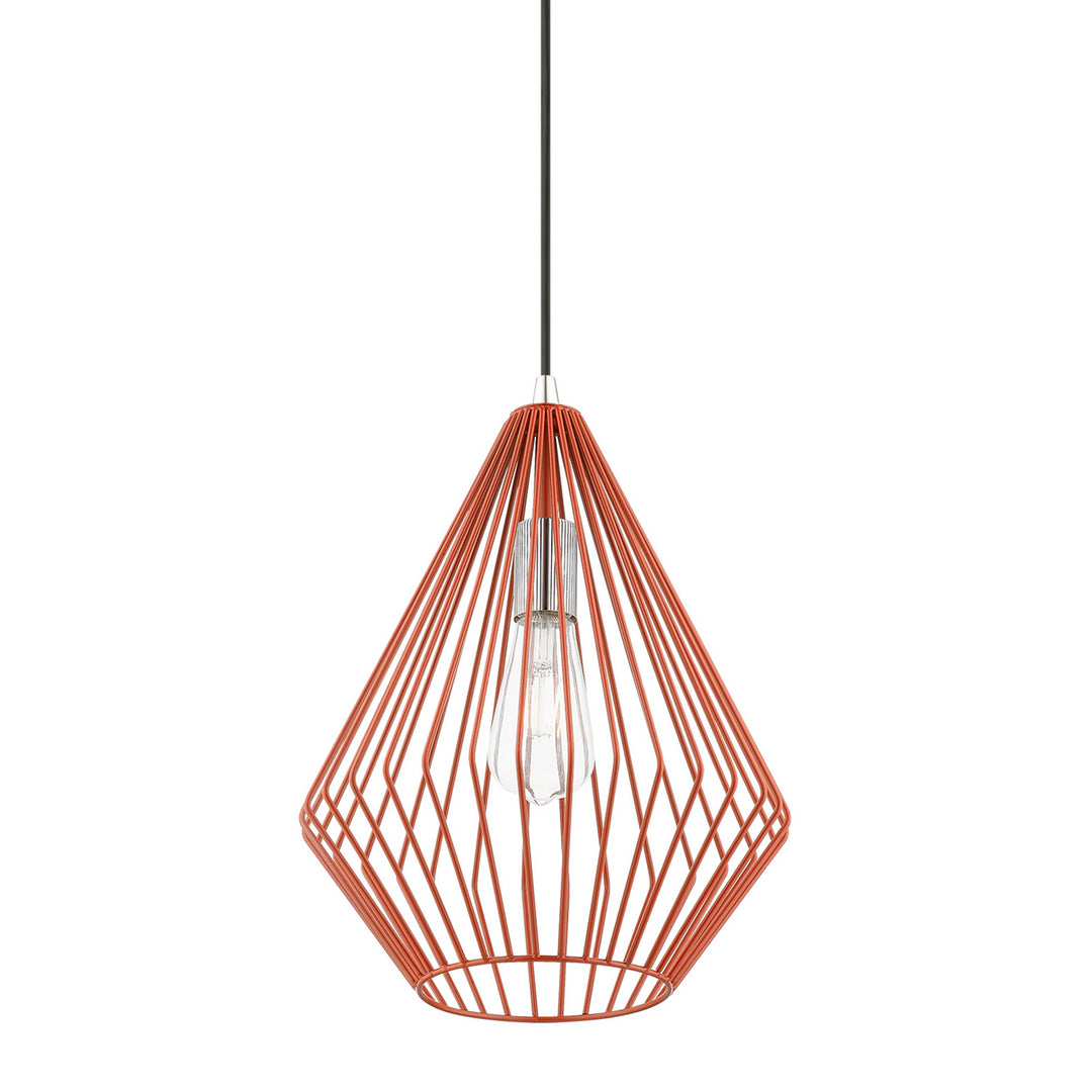 Livex Linz 41325-72 Pendant Light - Shiny Red w/Polished Chrome