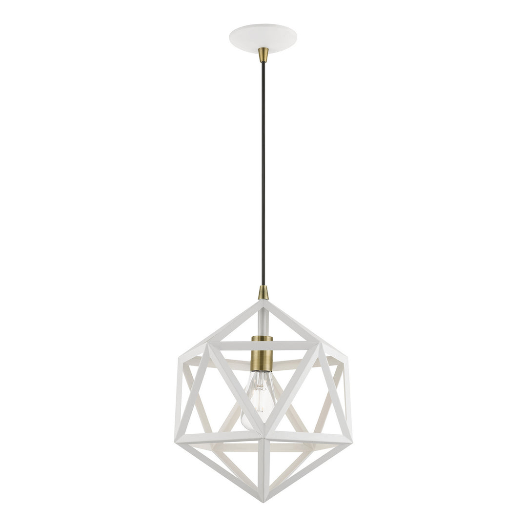 Livex Ashland 41328-13 Pendant Light - Textured White w/Antique Brass