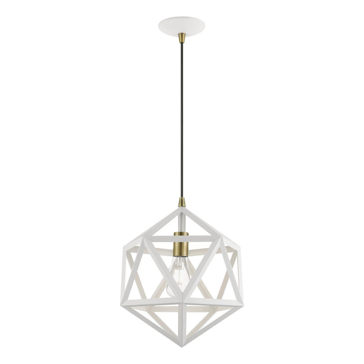 Livex Ashland 41328-13 Pendant Light - Textured White w/Antique Brass