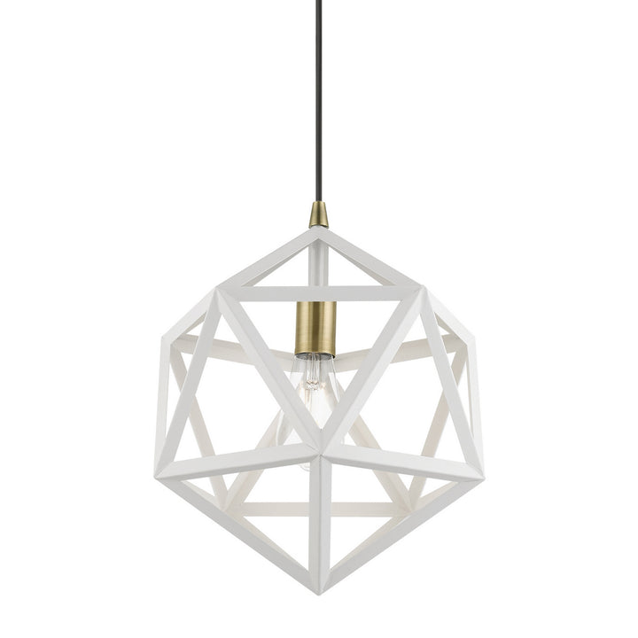 Livex Ashland 41328-13 Pendant Light - Textured White w/Antique Brass