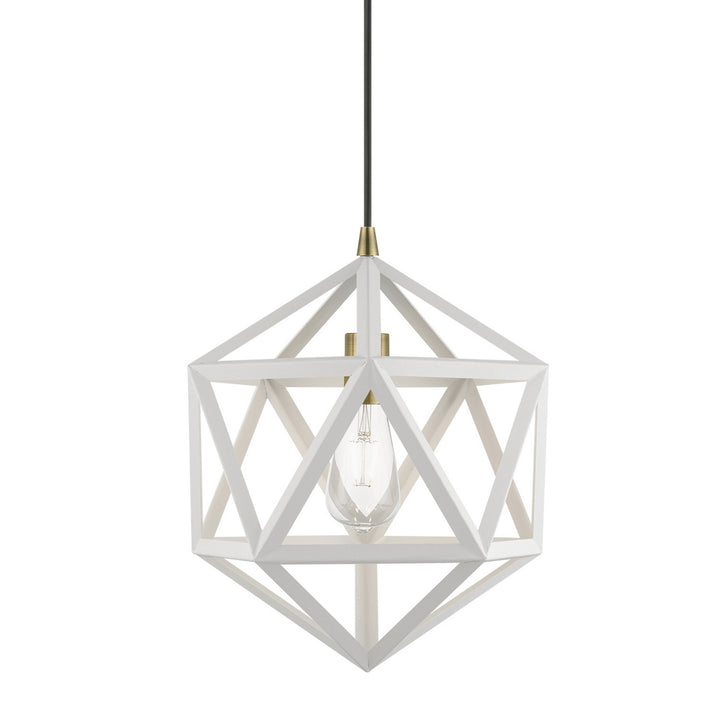 Livex Ashland 41328-13 Pendant Light - Textured White w/Antique Brass