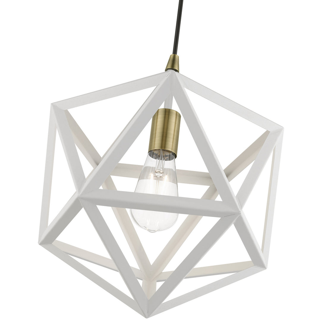 Livex Ashland 41328-13 Pendant Light - Textured White w/Antique Brass