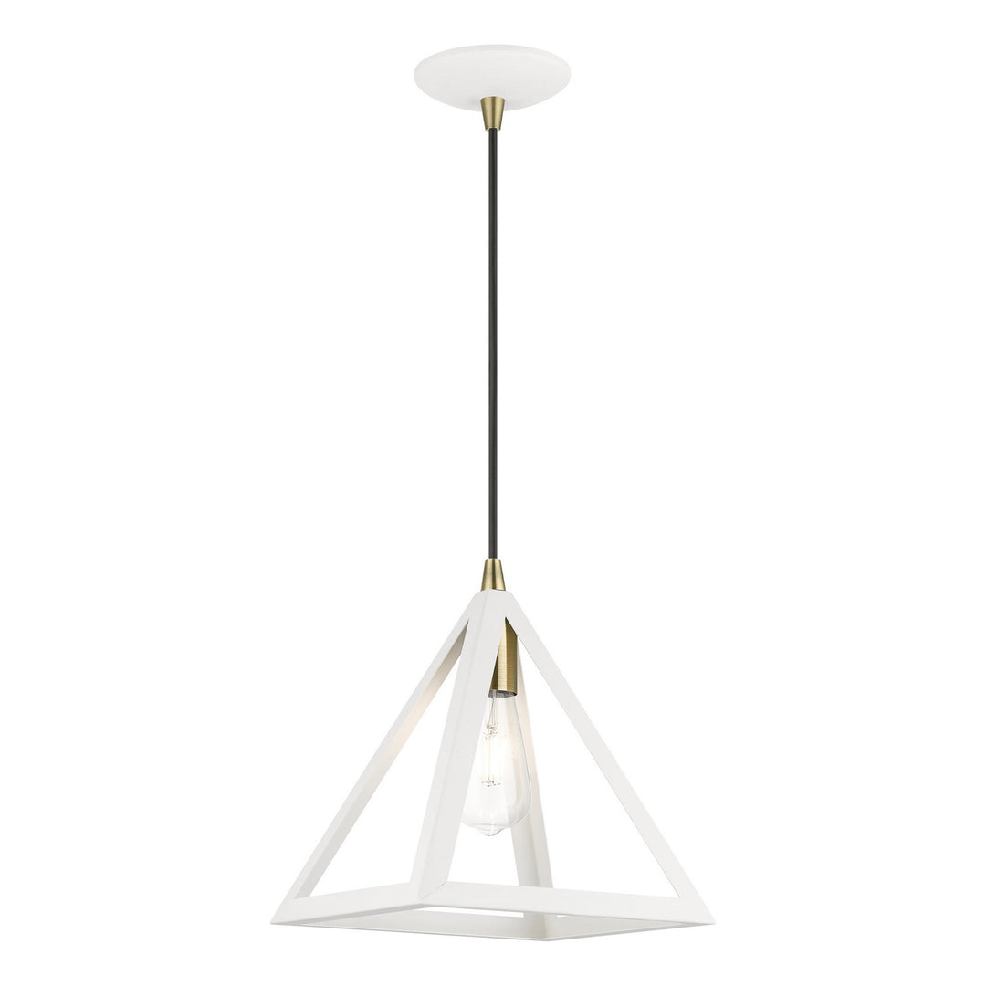 Livex Pinnacle 41329-13 Pendant Light - Textured White w/Antique Brass