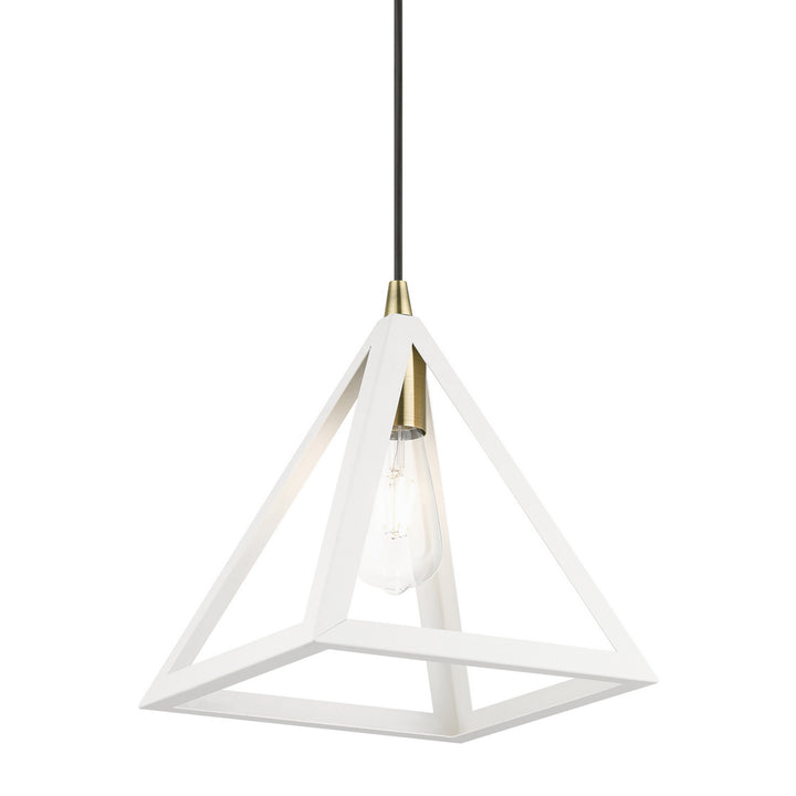 Livex Pinnacle 41329-13 Pendant Light - Textured White w/Antique Brass