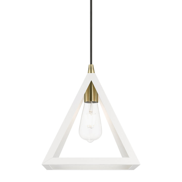 Livex Pinnacle 41329-13 Pendant Light - Textured White w/Antique Brass