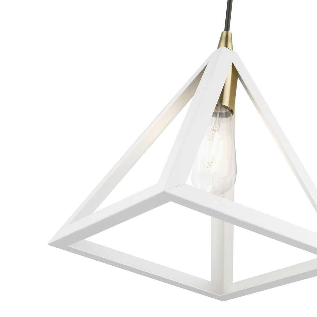 Livex Pinnacle 41329-13 Pendant Light - Textured White w/Antique Brass