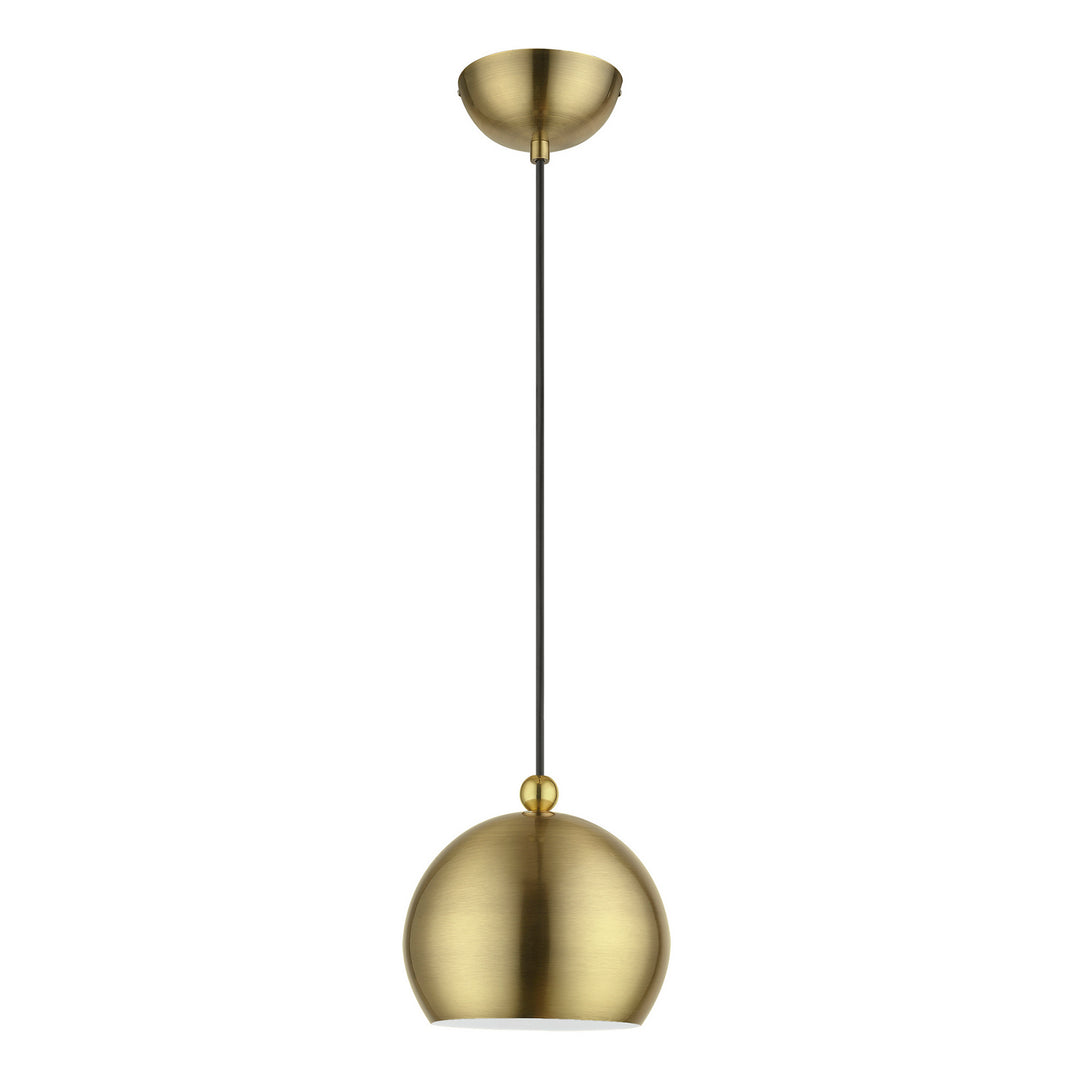 Livex Stockton 45481-01 Pendant Light - Antique Brass w/Polished Brass