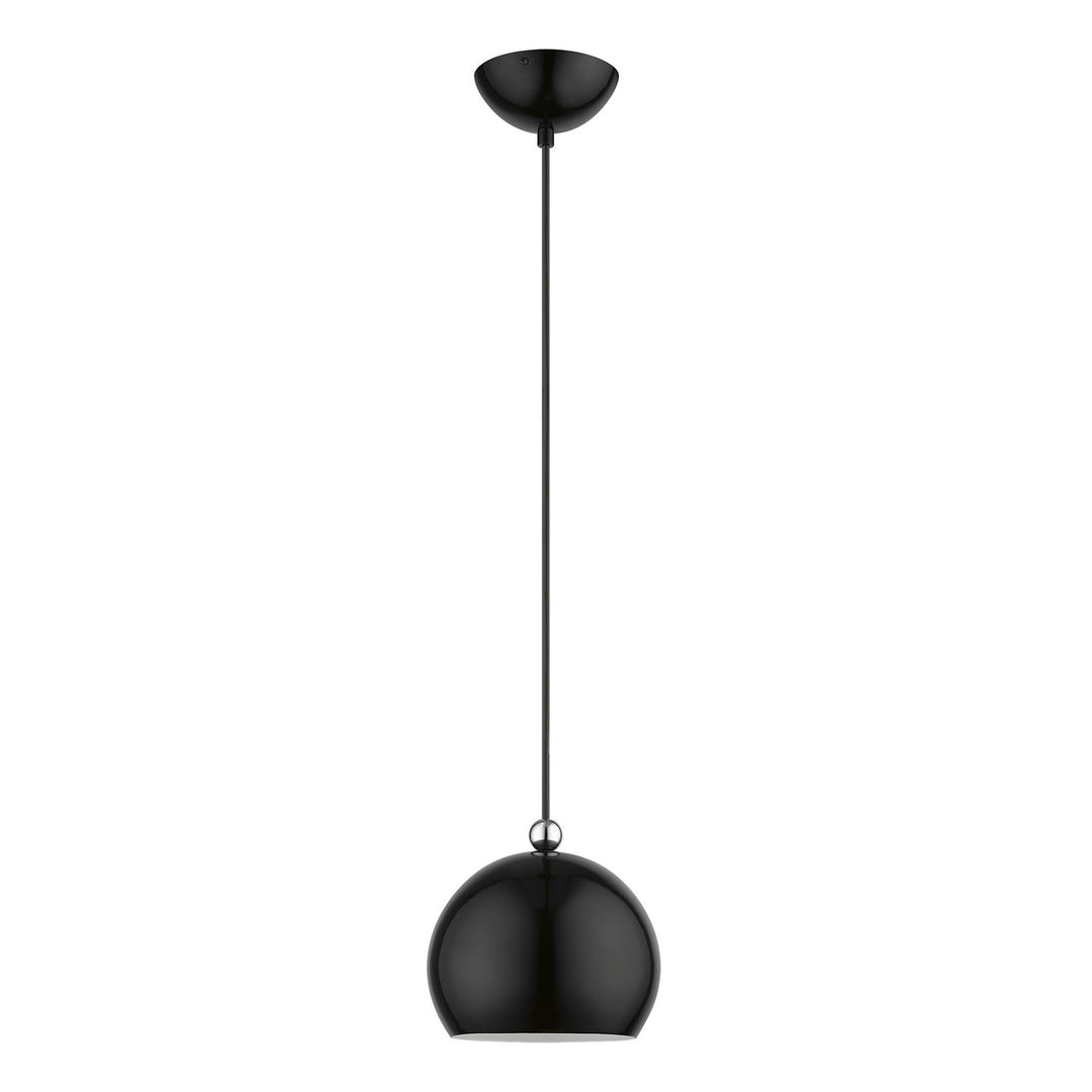 Livex Stockton 45481-68 Pendant Light - Shiny Black w/Polished Chrome