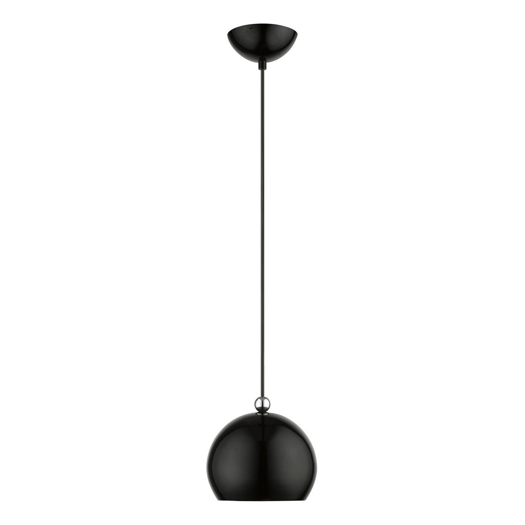 Livex Stockton 45481-68 Pendant Light - Shiny Black w/Polished Chrome