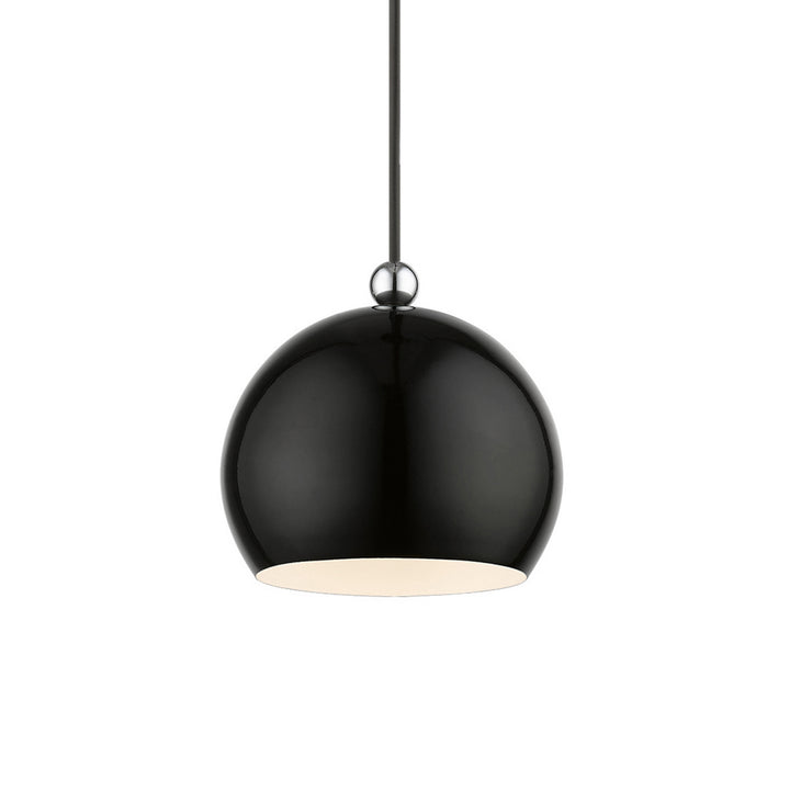 Livex Stockton 45481-68 Pendant Light - Shiny Black w/Polished Chrome