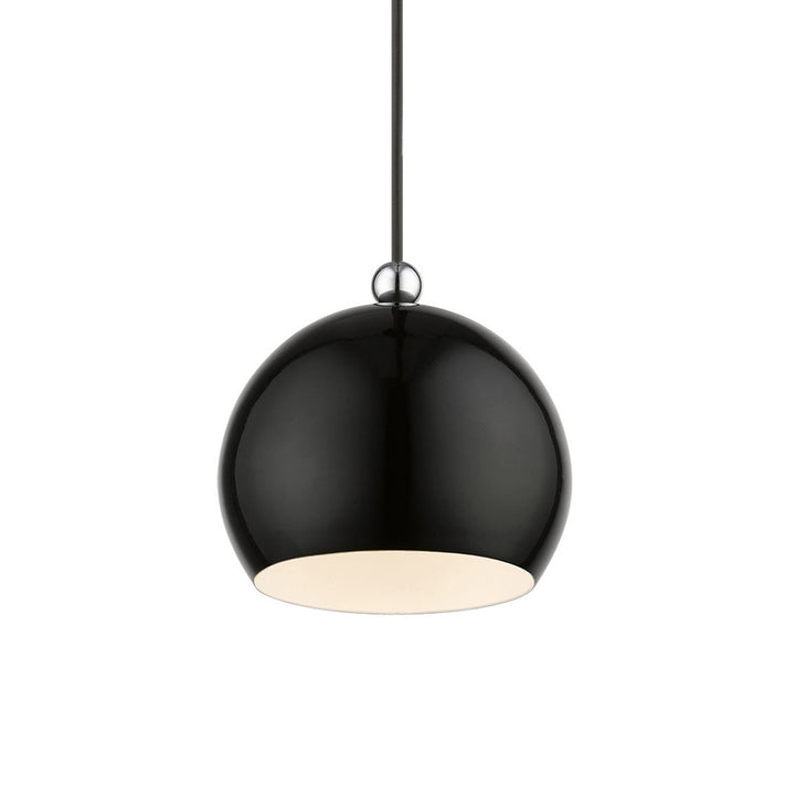 Livex Stockton 45481-68 Pendant Light - Shiny Black w/Polished Chrome