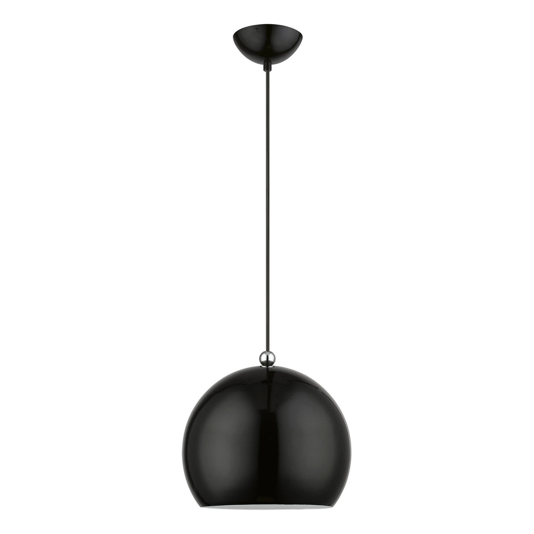 Livex Stockton 45482-68 Pendant Light - Shiny Black w/Polished Chrome