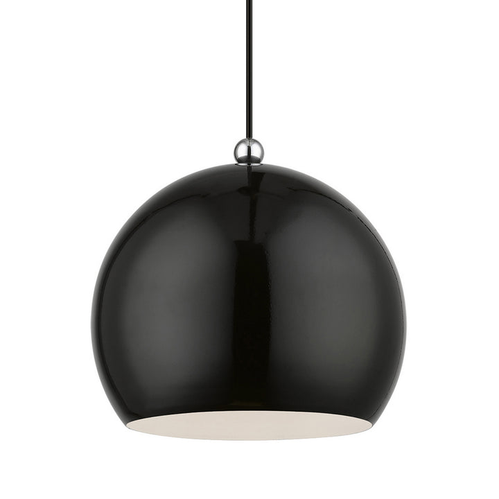 Livex Stockton 45482-68 Pendant Light - Shiny Black w/Polished Chrome