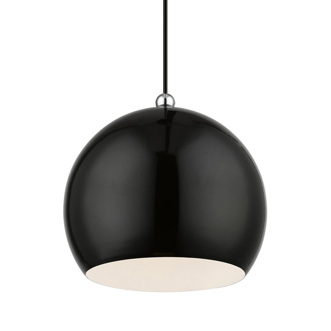 Livex Stockton 45482-68 Pendant Light - Shiny Black w/Polished Chrome